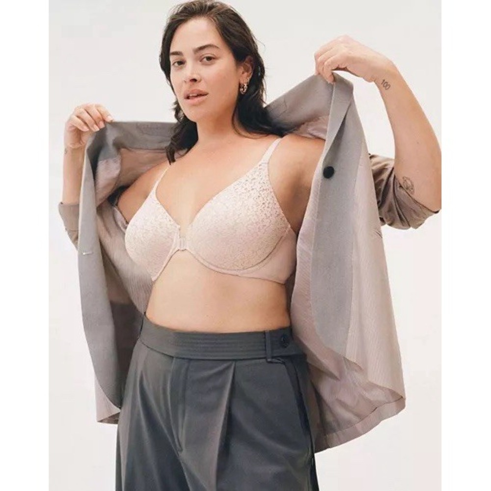 Chantelle Norah Front Closure Bra 38DDD Nude Rose Lace Underwire 13F6